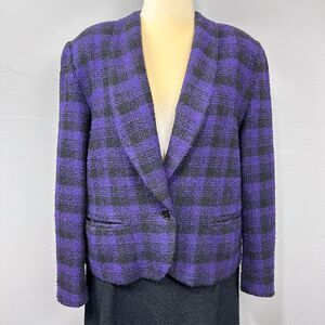 Vintage Tweed Blazer Skirt Suit Size 16 Matching‎ Set 80s 90s Corpcore Statement
